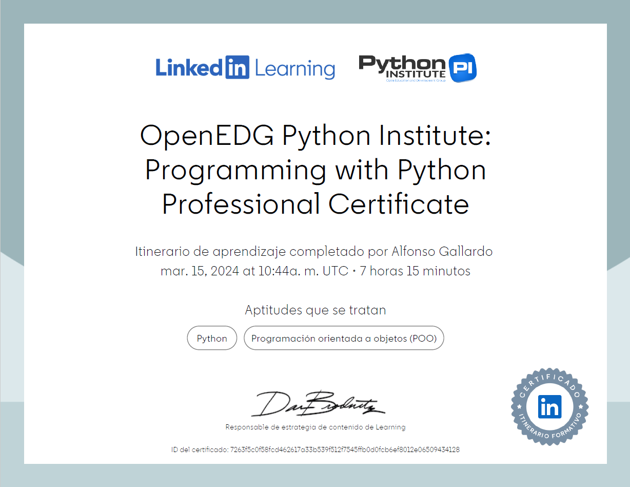 Programación con certificado profesional de Python